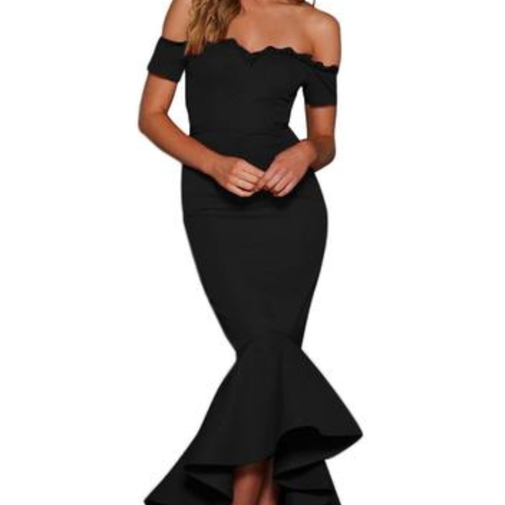 made2envy Lace Trim Off Shoulder Mermaid Maxi Part
